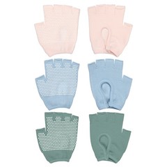 3Pairs Yoga Gloves, Non Slip Fingerless Pilates Gloves, Pink/Blue/Light Green