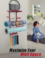 Wall Mounted Yoga Mat Holder Gym Rack Shelf Organizer