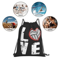 Love Volleyball Unisex Drawstring Backpack Bag Sport Gym Travel Swim Sackpack