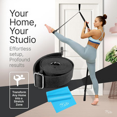 Stretching Strap with Door Anchor & Resistance Band – Leg Stretcher for Improvin