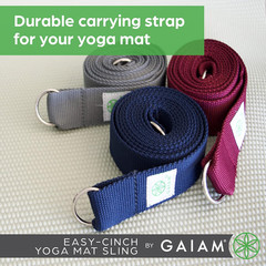 Yoga Mat Carry Strap Easy-Cinch Sling with Metal D-Rings