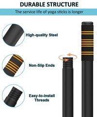 5FT Adjustable Yoga Stretch Stick Steel Mobility Exercise Pole With Foam Grip