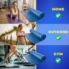 Yoga Mat Blue 183x61x1 cm – Non Slip Fitness & Exercise Mat made of NBRScha…