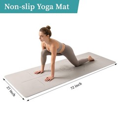 Professional Non Slip PU Yoga Mat with Carrying Strap & Alignment Line, 72″x2…