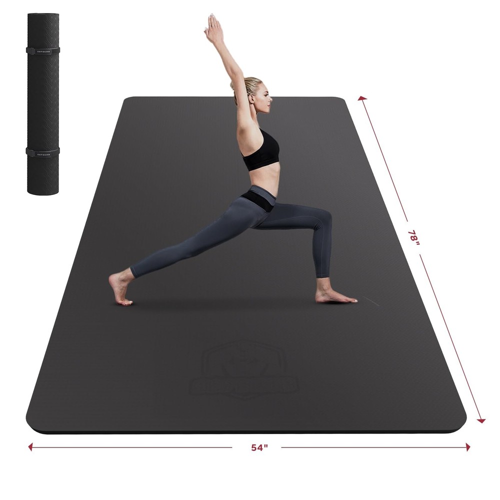 HAPBEAR Extra Large Yoga Mat – 72″x48″/78″x54″x6mm (1/4 inch), Non-Slip, Dura…