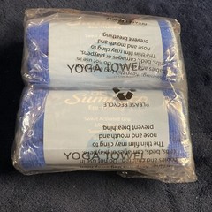 2 Sumi Eco Yoga towel 15” x 24” Blue towel with Gray trim 100% microfiber
