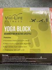 VIVI LIFE YOGA BLOCK ORANGE 9w X 6h X 3D Brand New!