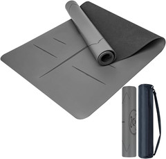 Eco-Friendly Non-Slip Yoga Mat 5mm Thick with Alignment Guide & Carry Bag