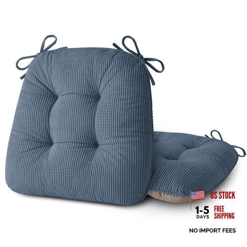Dining Chair Cushions Set of Non Slip 18″X18″X3″ | Thick,Textured 2 Light Blue