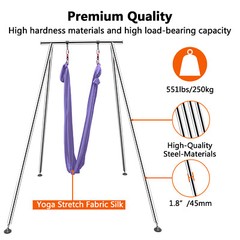 Ginkman 2-Color 6.6FT~9.6FT Adjustable Height Yoga Stand with 18FT Aerial Silk