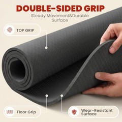 Large Yoga Mat, 6′ x 4’/6′ x 3′ x 6mm /8mm/12mm Thick 72″ x 48″ x 0.24″ Black