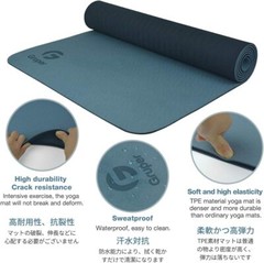 Gruper Yoga Mat Non Slip, Eco Friendly 0.24*24*72 Inches, 5.Grey Blue / Black