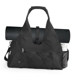 Gym Bag For Women With Yoga Mat Holder & Shoe Compartment & Wet Dry Black