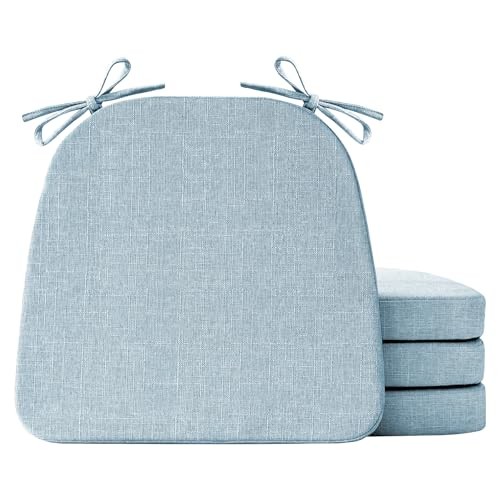 Chair Cushions for Dining Chairs Set of 4, Non Slip Kitchen 4 Pack Light Blue