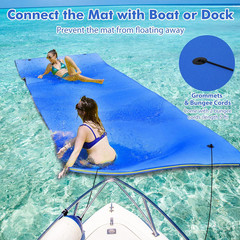 Floating Water Pad, 9/18 FT X 6 FT Water Foam Mat with Rolling Pillow, 3-Layer F
