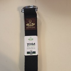 Heathyoga 100% Organic Cotton Yoga Strap Black 1.5″ x 90″ Metal Fastener