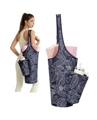 Yoga Mat Bag for Women with Drawstring Pocket & Inner Pocket, Large Navy blue