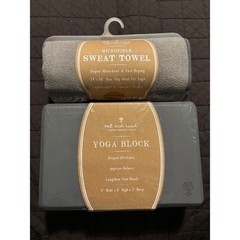 Oak and Reed Yoga Block & Sweat Towel Set Gray Fitness Workout Exercise