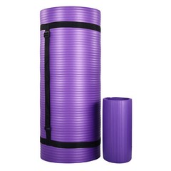 BalanceFrom 1″ Thick Yoga Mat w/Knee Pad & Carrying Strap, Purple (Open Box)