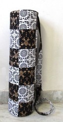 Indian White Balck Patchwork Yoga Mat Carrier Bag Mandala Large Shoulder Strap