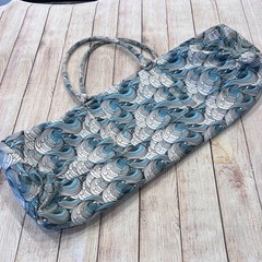 Kindfolk Yoga Mat Duffel Bag Blue White Wave Canvas Tote Carrier Zip Pocket 27in