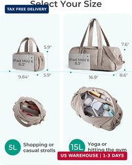 BAGSMART Reiki Gym Bag for Women Puffy Yoga Mat Travel Weekender Duffle Bag | Li