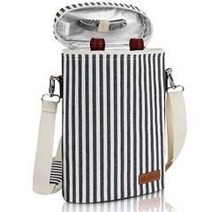 2 Bottle Wine Tote Carrier, 750 mL Capacity, Polyester 2 Bottles Dark Blue
