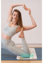 Mini White Cat Exercise Yoga Mat W/ Knee Pads Double Sided Non Slip Cushion
