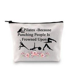PXTIDY Pilates Cosmetic Bag Yoga Lover Gift Instructor Middle, beige